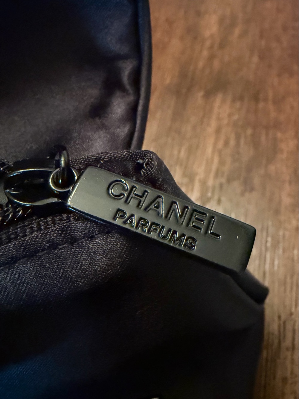 Chanel Parfums Black Satin Cosmetic Bag Makeup Pouch - Picture 5 of 5